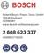 'BOSCH' logo s kontaktními údaji: Robert Bosch Power Tools GmbH, Stuttgart, Německo, www.bosch-professional.com, plus telefonní číslo a bezpečnostní ikony.