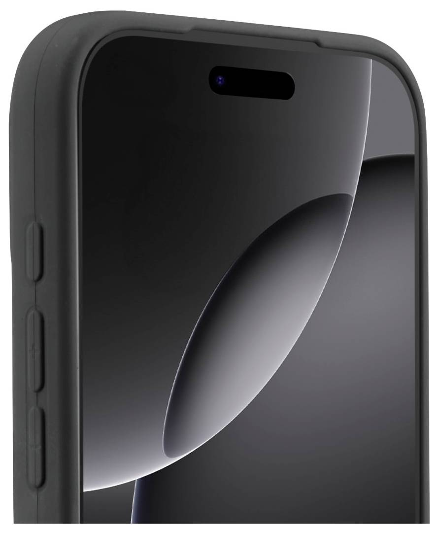 Elegantní smartphone s tmavou obrazovkou a okrajem. Na straně jsou viditelná tlačítka. Design je moderní a minimalistický.