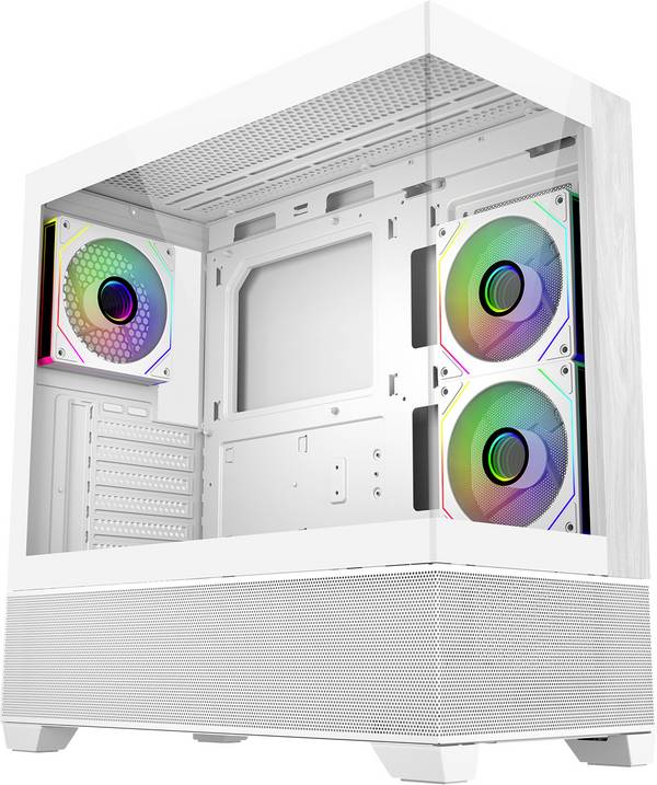 Cooler Master Elite 690 midi tower PC skříň  bílá 3 předinstalované LED ventilátory, boční okno