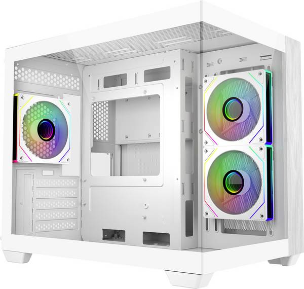 Cooler Master Elite 481 mini tower PC skříň  bílá 3 předinstalované LED ventilátory, boční okno