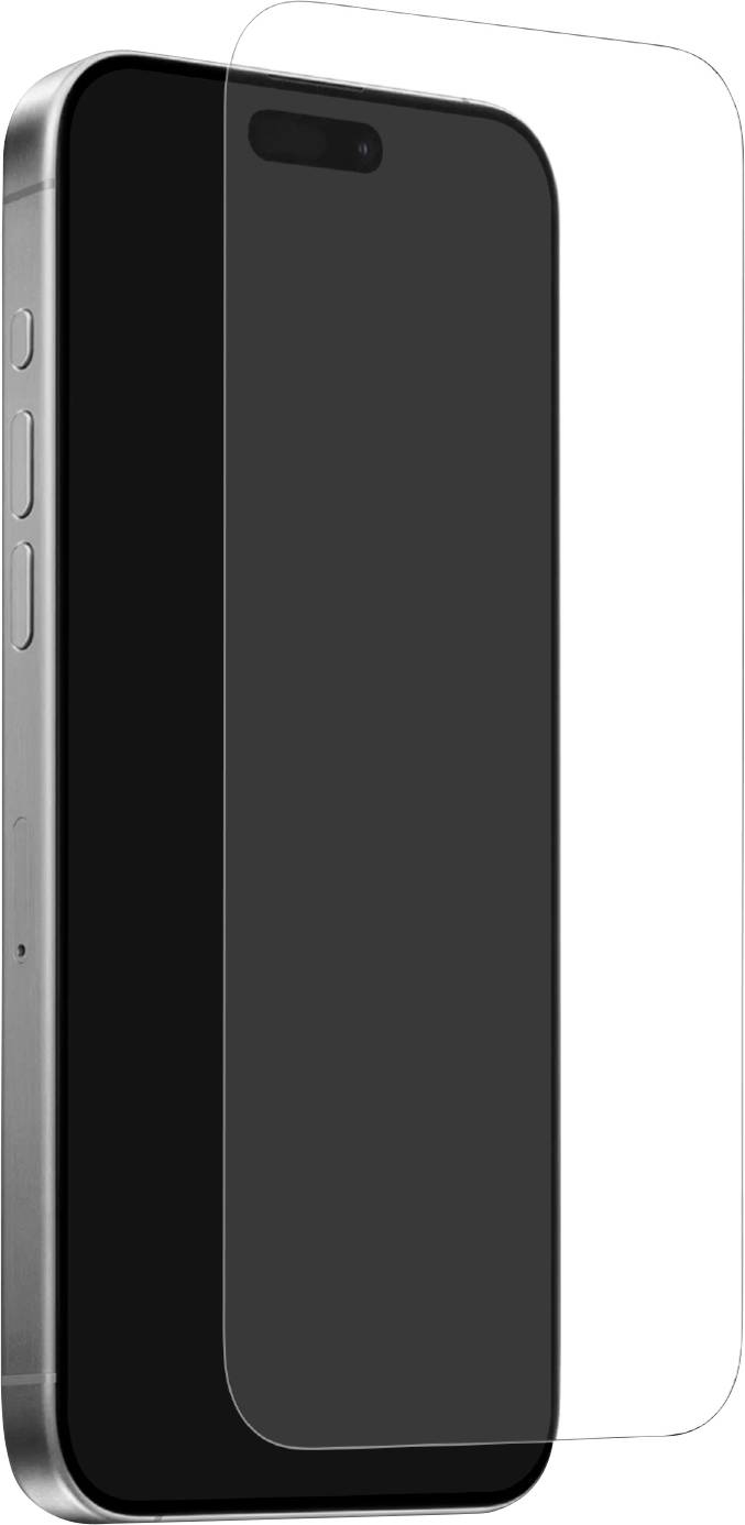 Chytrý telefon s ochrannou fólií přesně navrstvený přes displej, který ukazuje kompatibilitu a krytí ochranné fólie.
