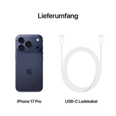 Je zobrazeno 'iPhone 17 Pro' a 'nabíjecí kabel USB-C' jako součást dodávky.