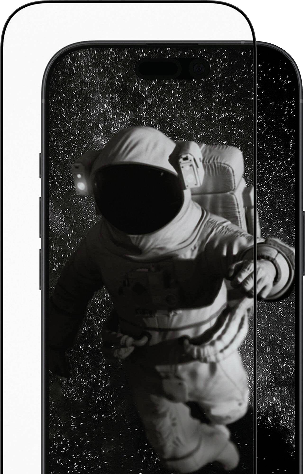 Astronaut vznášející se v prostoru je zobrazen na displeji smartphonu, což zdůrazňuje čistotu a pohltivost zobrazení telefonu.