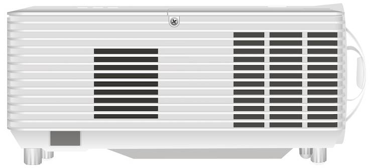 Bílá obdélníková klimatizační jednotka s horizontálními ventilačními otvory a madlem po straně, určená pro přenosné chlazení.