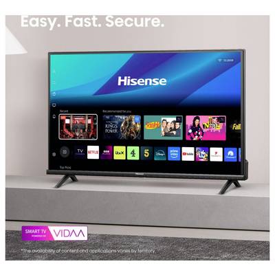 Chytrá televize zobrazující domovskou obrazovku s ikonami streamovacích aplikací, včetně Netflix, YouTube, Disney+. Text v horní části obrazovky čte 'Jednoduché. Rychlé. Bezpečné.'