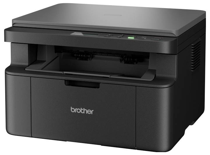 Černá multifunkční tiskárna s horním podavačem dokumentů a předním papírovým zásobníkem, označená nápisem "brother" na spodním předním panelu.