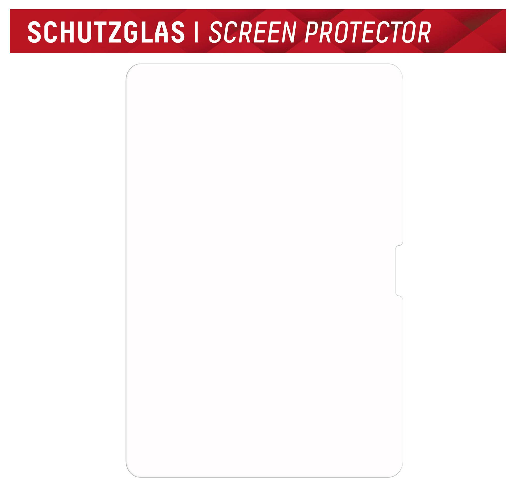 "Ochranné sklo Screen Protector" balení s minimalistickým bílým pozadím a červeným akcenty.