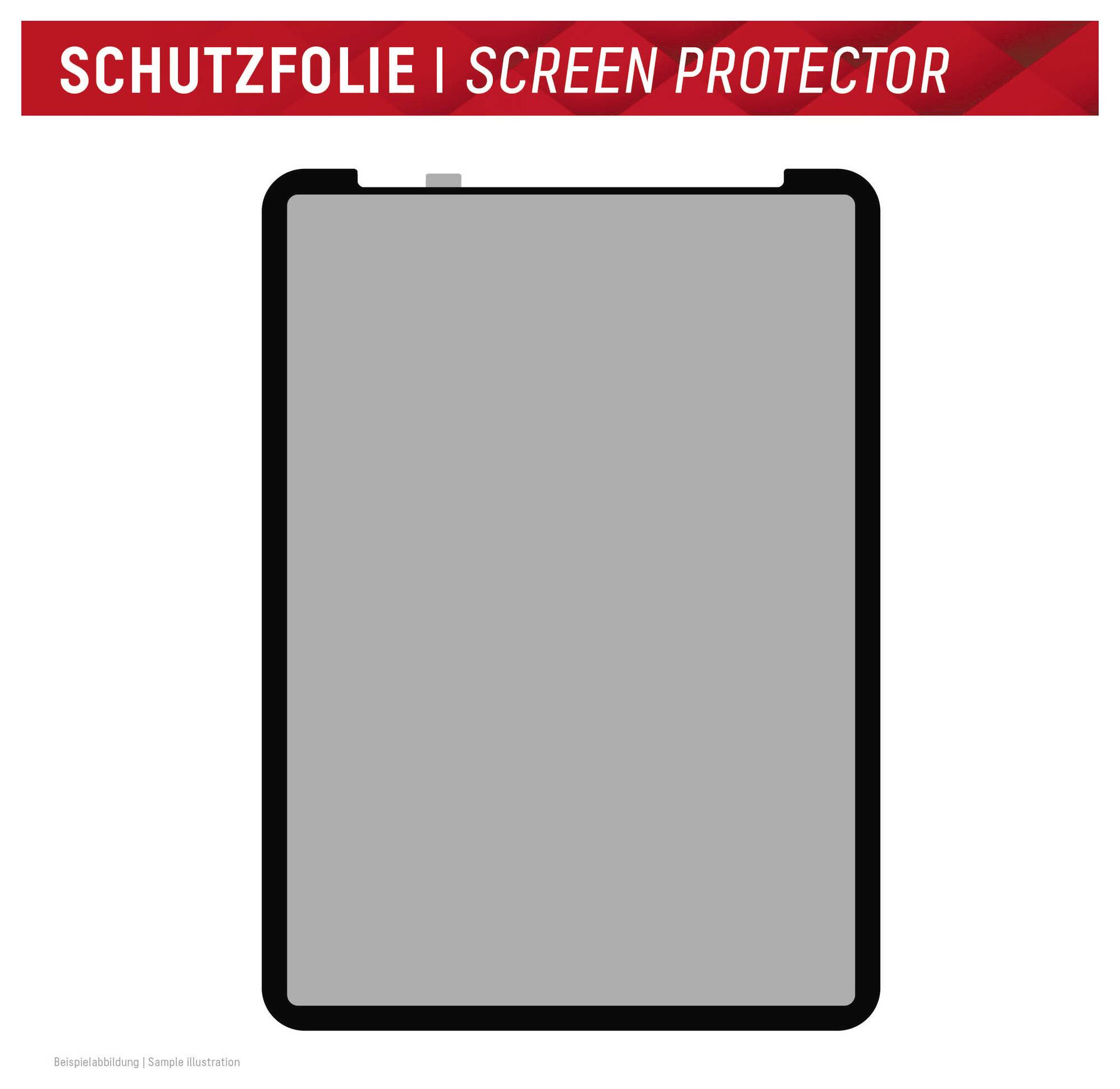 obrázek je ilustrativní pro ochrannou fólii na tablety s čirým filmem zobrazujícím pokrytí chránícího povrchu.