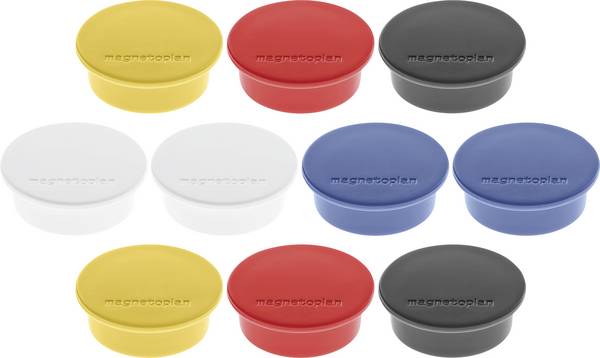 magnetoplan magnet  (Ø x v) 40 mm x 13 mm kulatý bílá, žlutá, červená, černá, modrá 10 ks 1662010