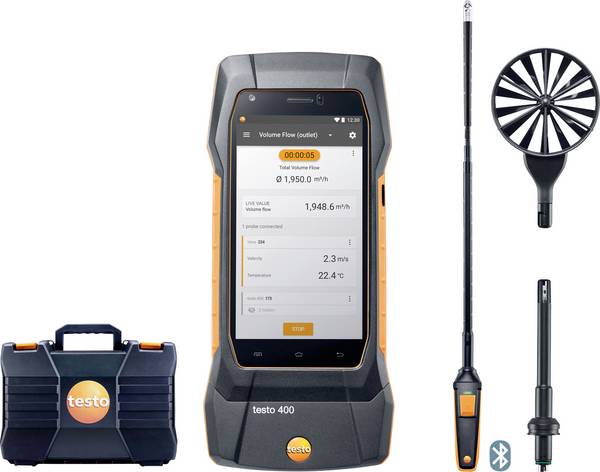 testo testo 400 - Strömungs-Set mit 16 mm-Flügelradsonde sada měřičů parametrů životního prostředí, měří teplota, tlak, -40, 0 - 150, 200 °C, hPa