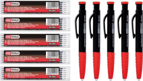 KS Tools  300.0800 značka hlubokých děr černá/červená  5 ks
