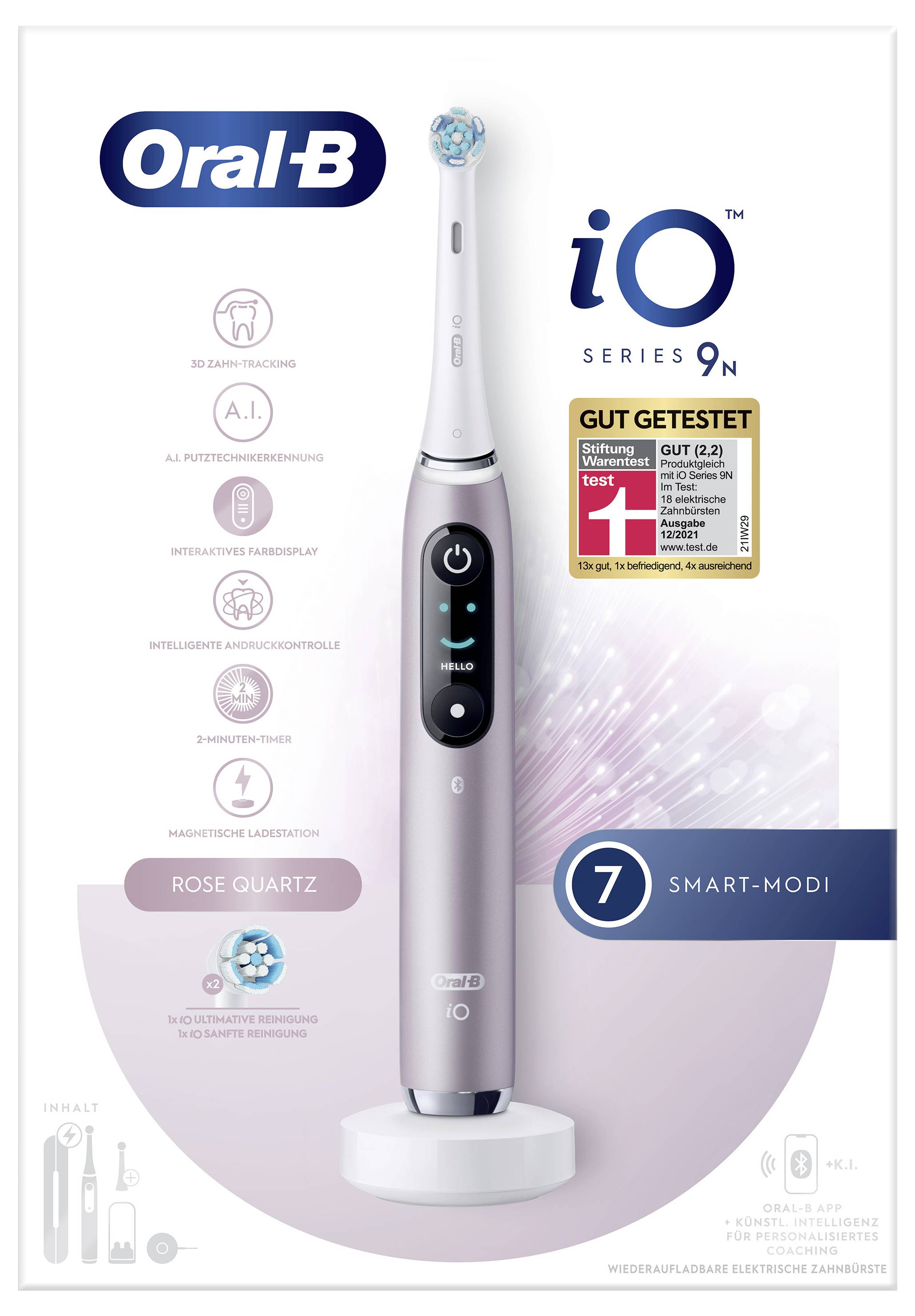 Elektrický zubní kartáček Oral-B v obalu. Vybaven umělou inteligencí, 3D sledováním a interaktivním displejem. Vítěz testové ceny, včetně nabíjecí stanice.