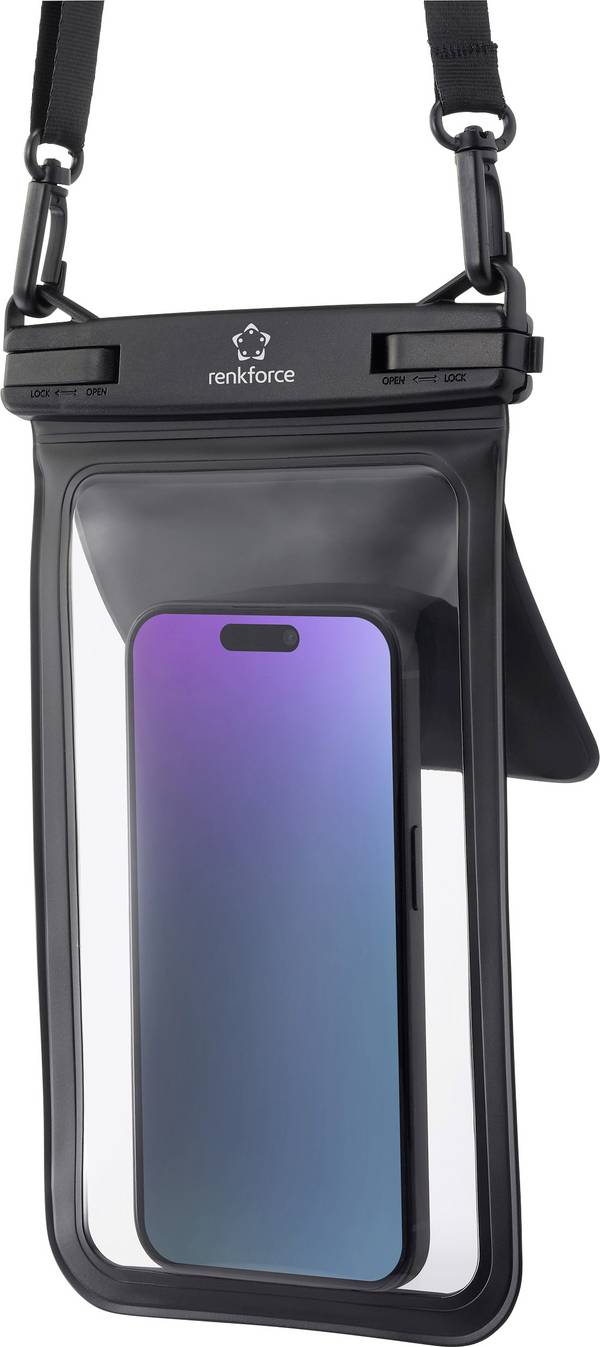 Renkforce Wasserdichte Smartphone Hülle venkovní pouzdro Universal Universal Černá, transparentní vodotěsný, prachotěsný, S poutkem pro zavěšení RF-6956970