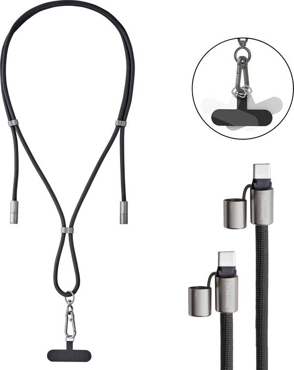 Intenso Kabel USB-C USB 2.0 USB-C ® zástrčka, USB-C ® zástrčka 1.65 m Černá šňůrka na mobilní telefon 7991000 datový kabel, nabíjecí kabel