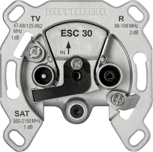 Kathrein ESC 30 anténní zásuvka  upevnění pomocí šroubů krabice pro jednu přípojku