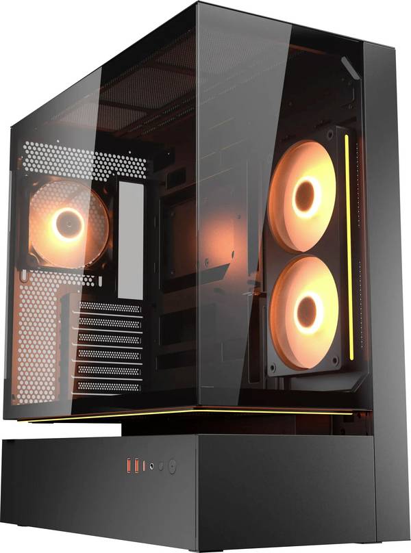 Cougar CFV235 midi tower PC skříň  černá 3 předinstalované ventilátory, integrované osvětlení, boční okno, prachový filtr