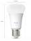 Chytrá LED žárovka, bílá, rozměry: výška 110 mm a průměr 60 mm, zobrazená ve vertikální orientaci.