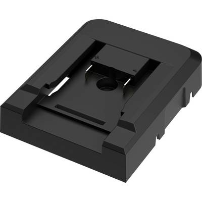 Černá plastová 3D tiskařská součástka s centrálním kruhovým otvorem a okolními drážkami, navržená pro uchycení specifické komponenty.