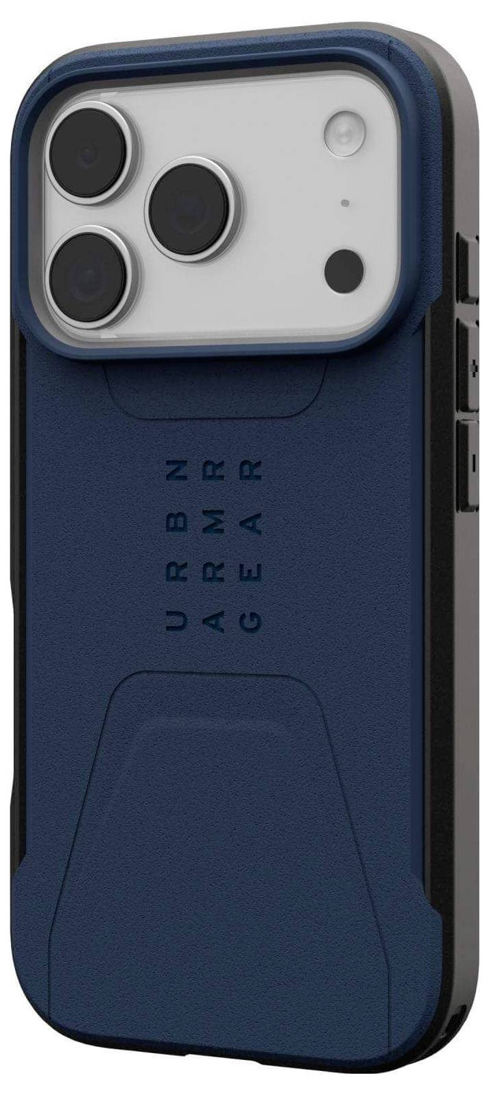 Odolný modrý telefonní kryt s ochranným zadním designem umístěný na mobilním telefonu.