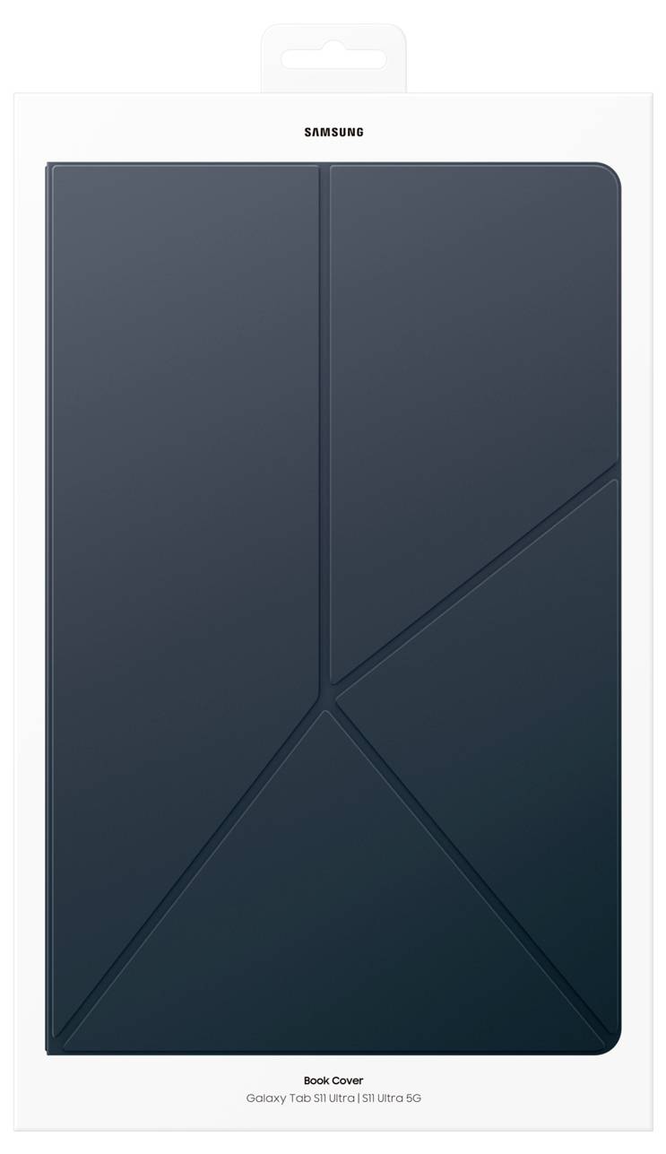 Obal Samsung s knihovým designem pro Galaxy Tab S8 Ultra 5G, zobrazený v obalu.