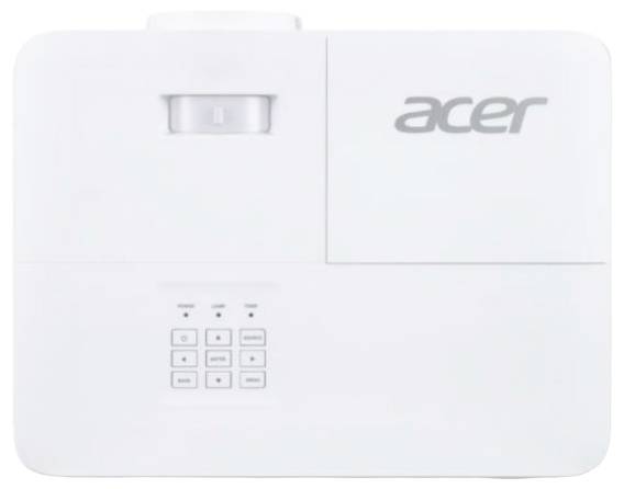 Projektor Acer s objektivem nahoře, firemním logem vpravo a ovládacími tlačítky dole.