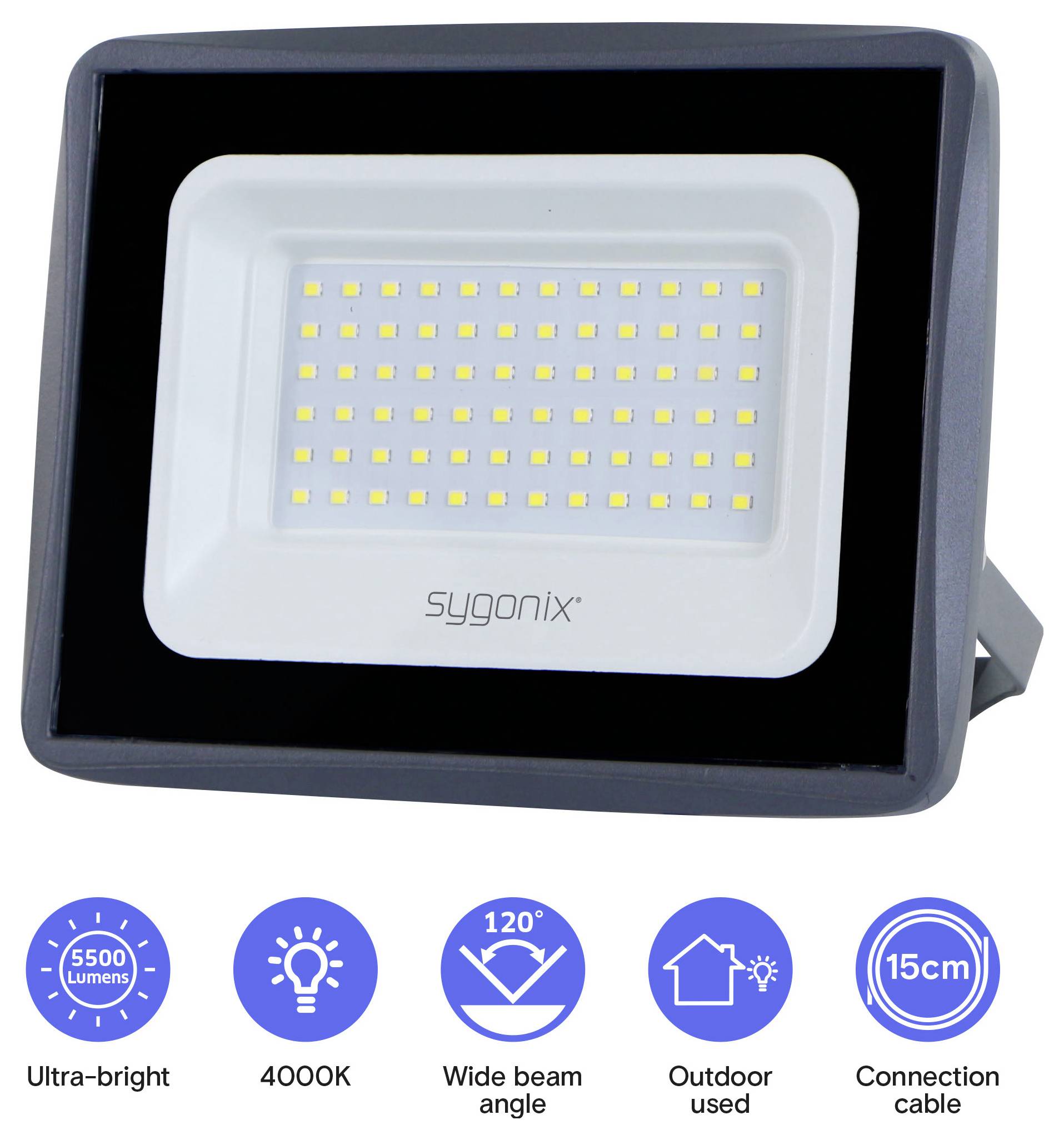 Sygonix SY-7047556 venkovní LED reflektor Energetická třída (EEK2021): E (A - G) 50 W Barvy světla (LED svítidlo): neutr-5