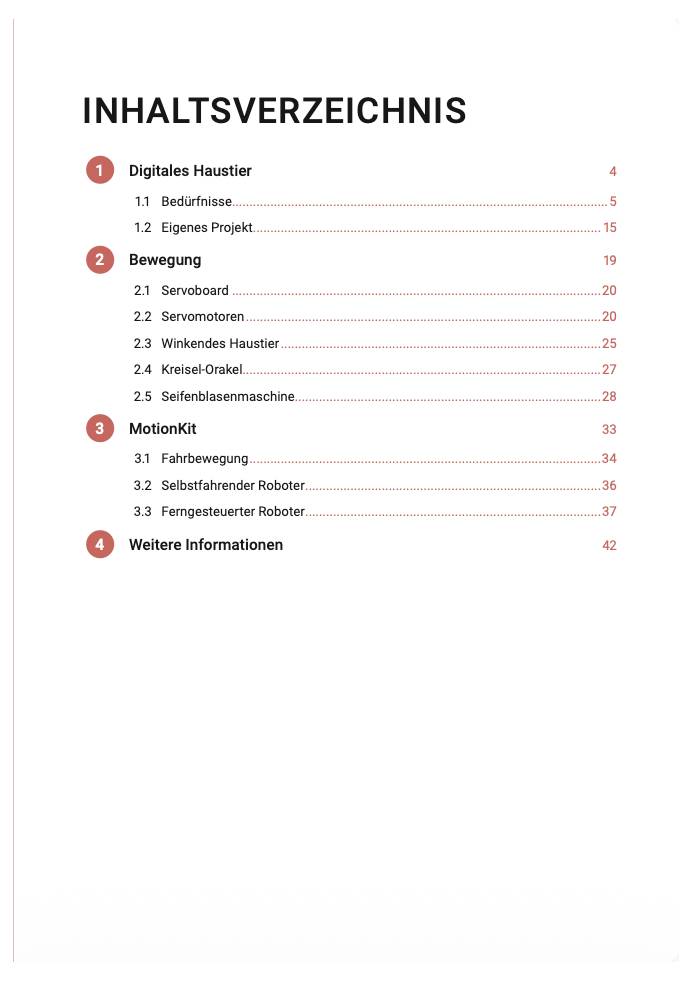 Obsah<br><br>Digitální domácí mazlíček...............................1<br>Pohyb..........................................................5<br>MotionKit....................................................9<br>Další informace............................................12