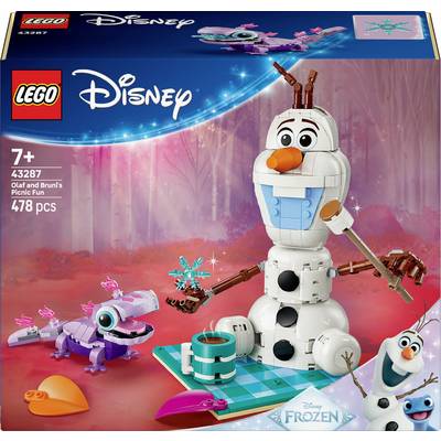 'Lego Disney Frozen sada 43287: Olafova a Brunina pikniková zábava. Obsahuje Olafa, Bruniho, piknikové doplňky. Pro věk 7+, 478 dílků.'