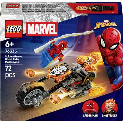 Krabice sady LEGO Marvel 'Motorka Spider-Mana vs. Ghost Ridera' pro věk 6+, s postavou Spider-Mana na modrém pozadí.