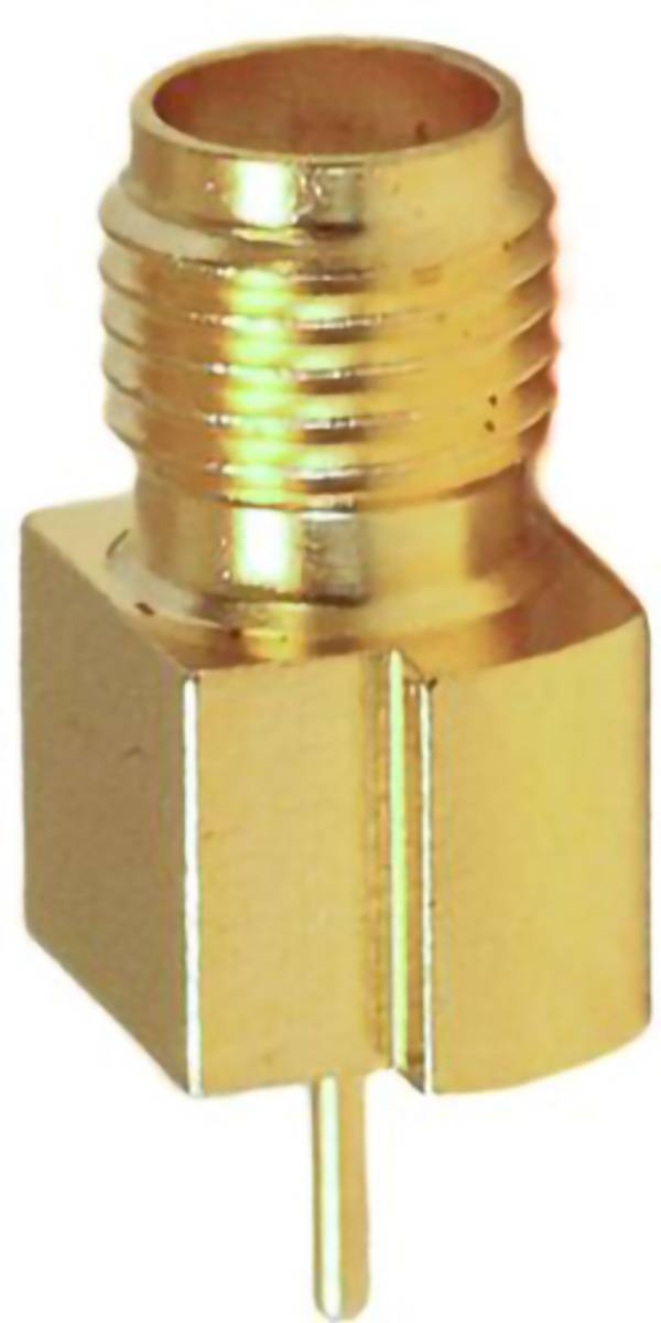 Mueller Electric BU-1420721881 adaptérový konektor, SMA zásuvka - deska tištěných spojů, rovná, mosaz