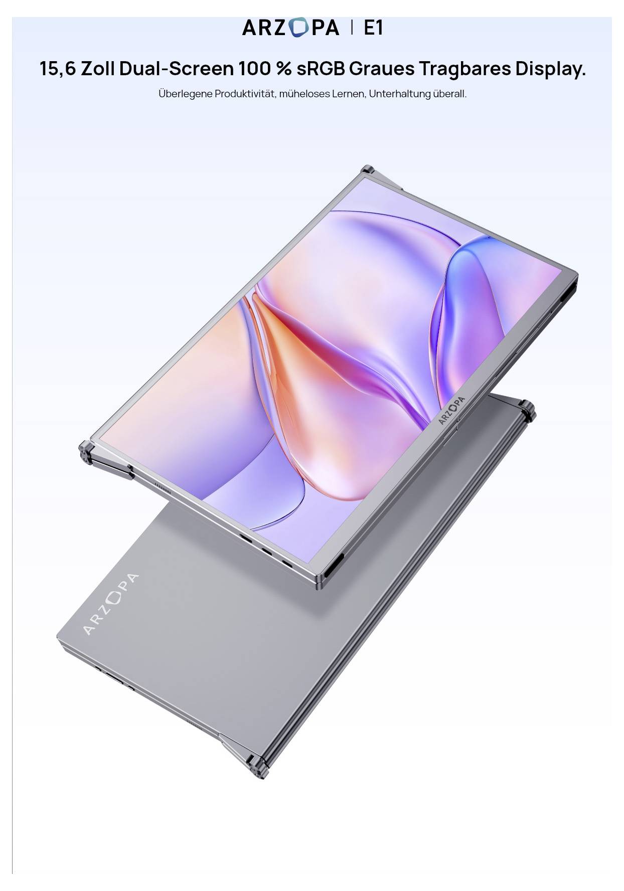 Arzopa E1 Dual Screen Přenosný monitor 39.6 cm (15.6 palec)1920 x 1080 Pixel, 16:9, 25 ms, IPS LCD-6