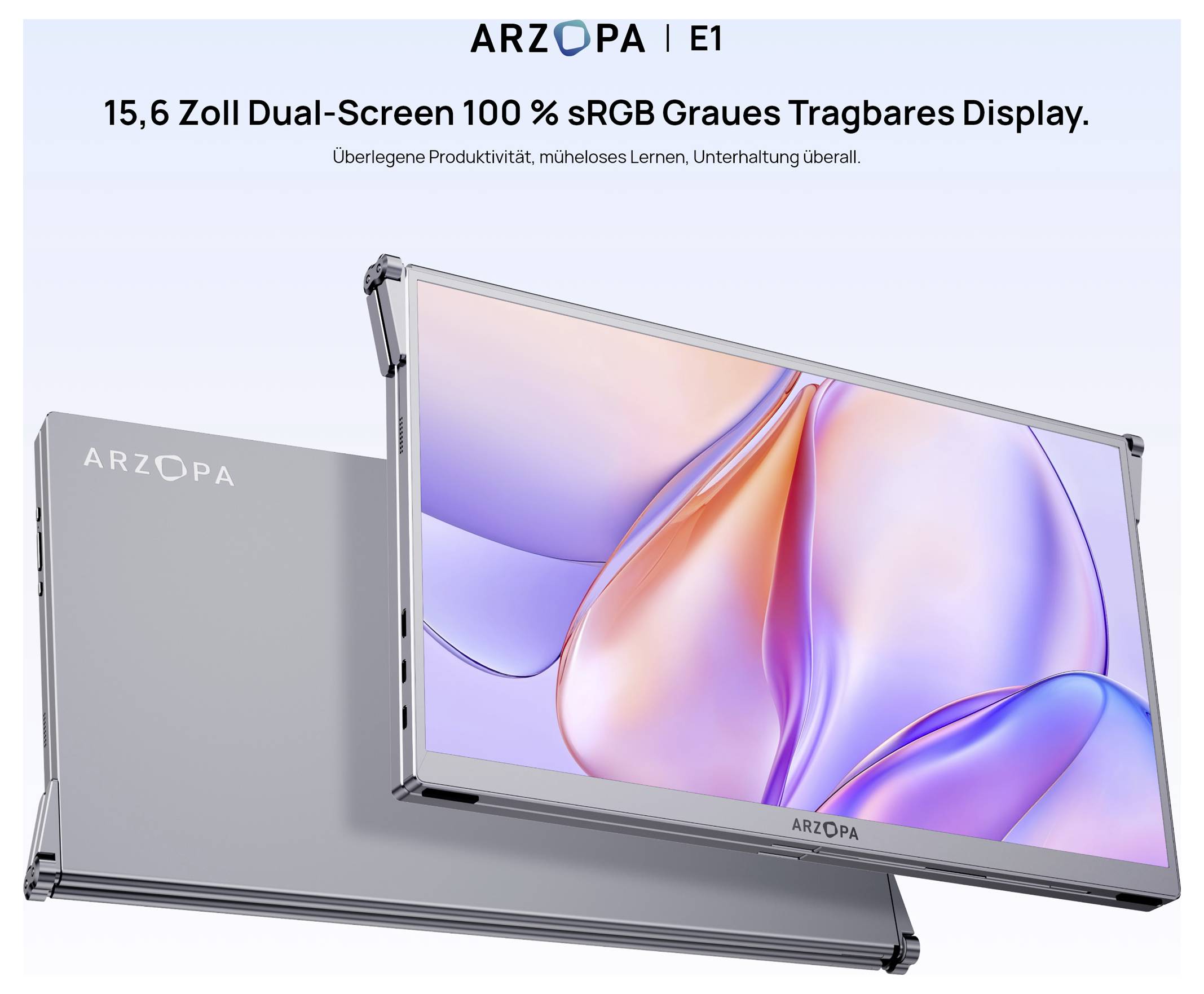 Arzopa E1 Dual Screen Přenosný monitor 39.6 cm (15.6 palec)1920 x 1080 Pixel, 16:9, 25 ms, IPS LCD-8