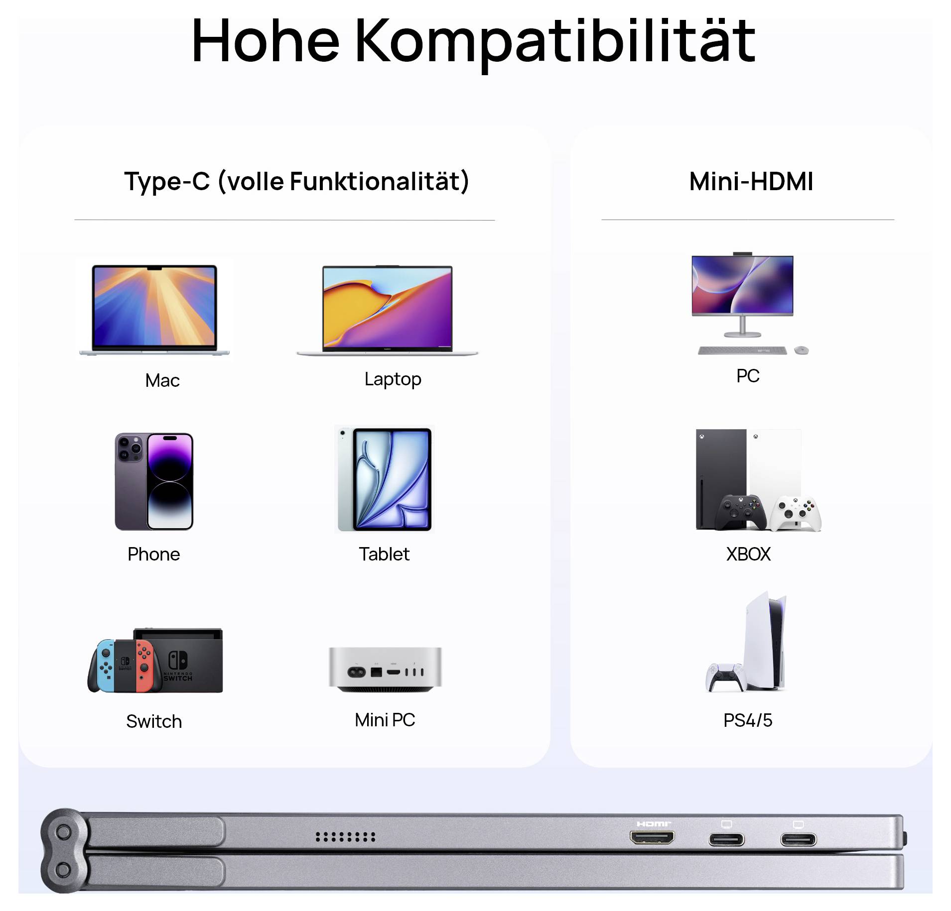 Arzopa E1 Dual Screen Přenosný monitor 39.6 cm (15.6 palec)1920 x 1080 Pixel, 16:9, 25 ms, IPS LCD-12