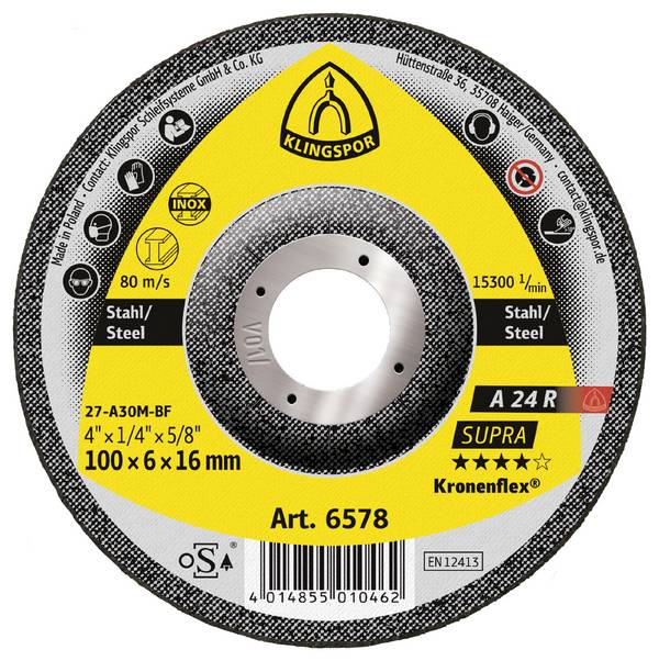 Klingspor 6578 A 24 R Supra Ohrubovací kotouč Průměr 100 mm Ø otvoru 16 mm ocel 10 ks