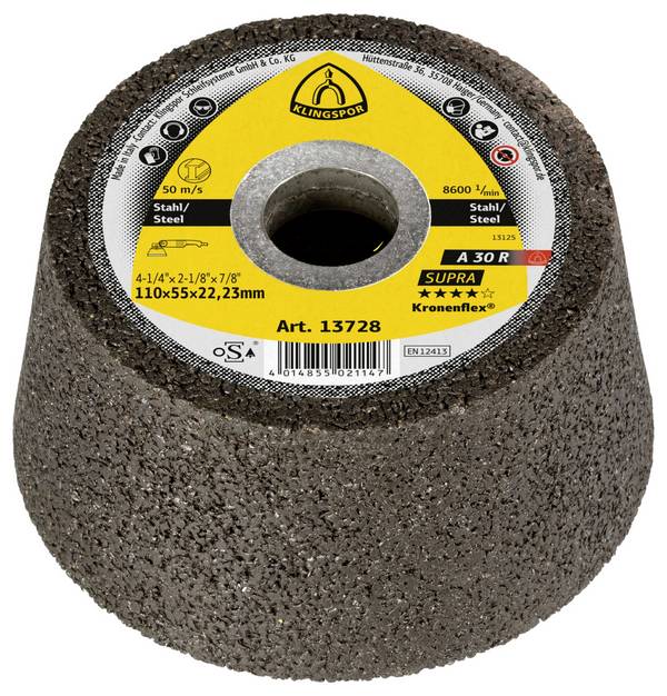 Klingspor 13728 A 30 R brusný hrnec, 110 x 55 x 22,23 mm lomený A 30 R Supra  11 cm 6 ks