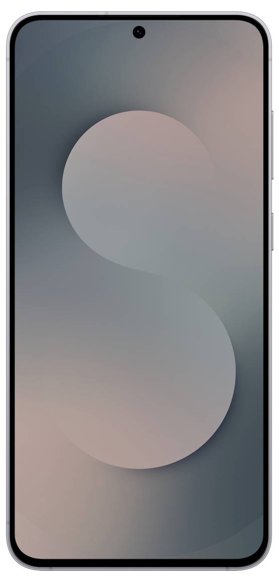 Smartphone s elegantním designem s čelní kamerou umístěnou uprostřed na gradientním pozadí.