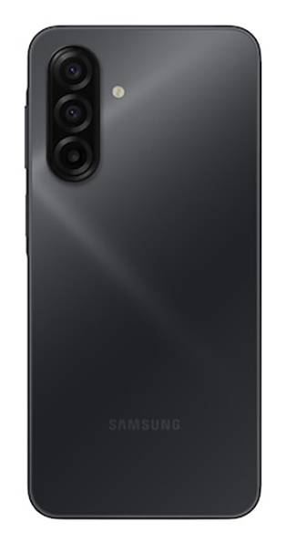 Obrázek zobrazuje zadní stranu černého smartphonu se třemi zadními fotoaparáty umístěnými vertikálně v levém horním rohu a malou LED blesku napravo od nich.
