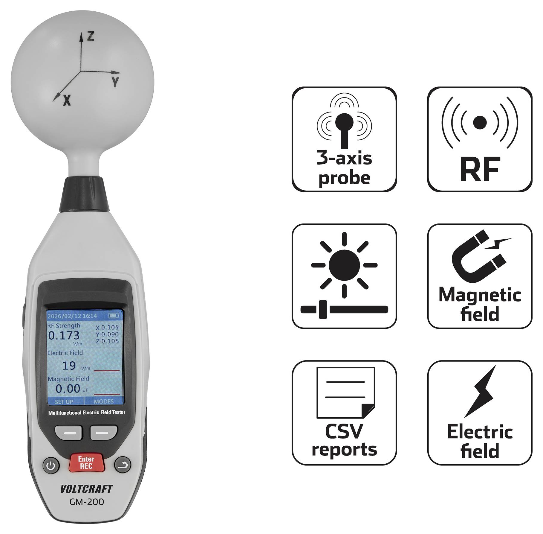 VOLTCRAFT GM-200 měřič nízkofrekvenčního (NF) elektrosmogu-9