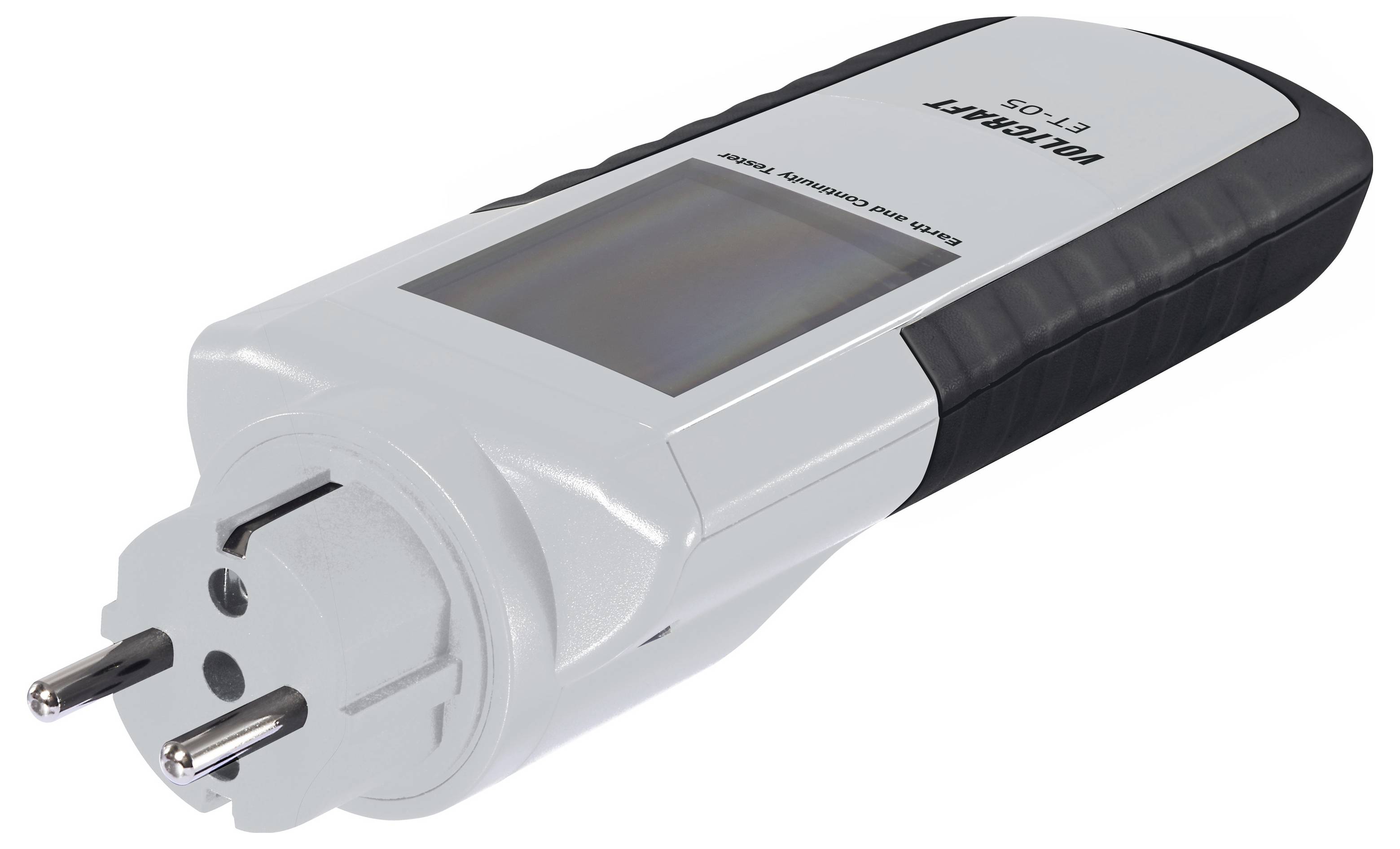 Měřák spotřeby energie s zástrčkou a malou obrazovkou, označený "Voltcraft Energy Logger 4000". Slouží k měření spotřeby elektrické energie.