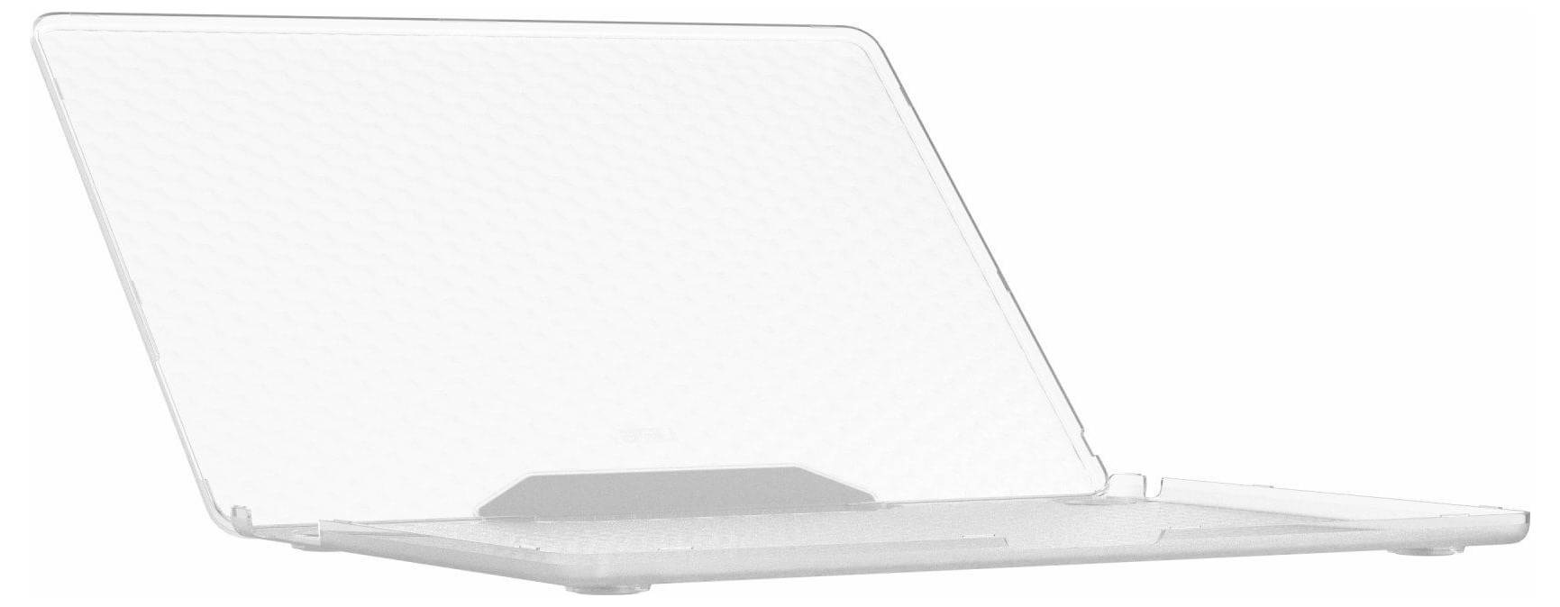 Tenké, průhledné ochranné pouzdro na notebook vyrobené z transparentního materiálu, které je navrženo k ochraně notebooku, aniž by zakrývalo jeho vzhled.