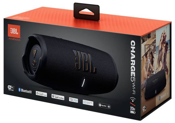 JBL Charge 5 Wifi Bluetooth® reproduktor prachotěsný, vodotěsný, outdoor, Funkce powerbanky černá-6