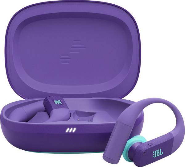 JBL Endurance Peak 4  špuntová sluchátka (In Ear) Bez kabelu, Bluetooth®  nachová Potlačení hluku Nabíjecí pouzdro, za uši, odolné vůči potu, voděodolná, dotykové ovládání