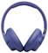 Modré bezdrátové sluchátka over-ear zobrazené z pohledu zepředu, s polstrovanými náušníky a hlavovým mostem.