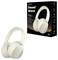 Bezdrátové náušní sluchátka v bílé barvě vedle jejich obalu s nápisem „Sound Wave". Disponují bezdrátovým připojením a potlačením hluku.