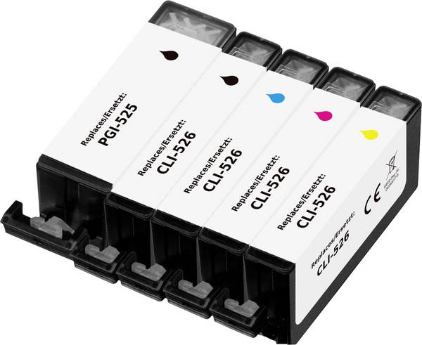 Renkforce Ink náhradní Canon PGI-525PGBK, CLI-526BK, CLI-526C, CLI-526M, CLI-526Y kompatibilní kombinované balení černá, azurová, purppurová, žlutá, foto černá RF-I-C-PGI525CLI5265PK RF-7064560