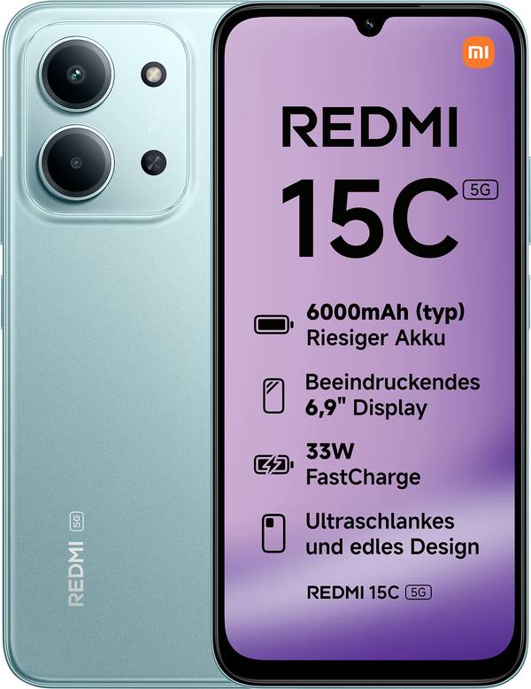 Xiaomi Redmi 15C 5G smartphone 128 GB, 17.5 cm (6.9 palec), zelená