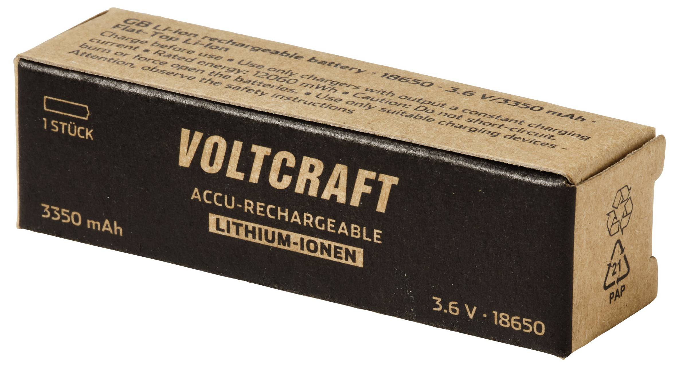 VOLTCRAFT speciální akumulátor 18650 Flat-Top Li-Ion 3.6 V 3350 mAh 1 ks-1