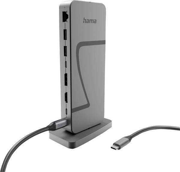 Hama USB-C® dokovací stanice  Connect2Office Speed   napájení USB-C®, Podporuje rozlišení 8K při frekvenci 30 Hz (1x) / 4K při 30 Hz (2x)