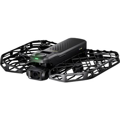 Kompaktní fotografický dron s ochrannými kryty vrtulí, vybavený kamerou vpředu a elegantním, lehkým designem.