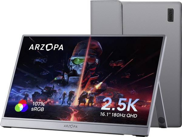 Arzopa  Přenosný monitor 40.9 cm (16.1 palec)2560 x 1440 Pixel, 16:9, 25 ms, IPS LCD